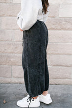 Load image into Gallery viewer, Mineral Wash Textured Drawstring Wide Leg Pants
