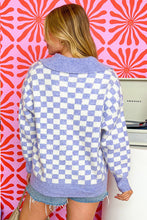 Load image into Gallery viewer, Checkered Collared Buttons Plus Size Sweater
