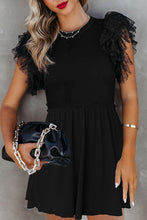 Load image into Gallery viewer, Dotty Mesh Ruffle Sleeve Ribbed Knit Babydoll Dress
