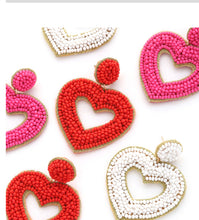 Load image into Gallery viewer, Heart beaded earrings
