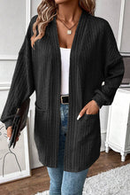 Load image into Gallery viewer, Textured Knit Side Pockets Open Front Cardigan
