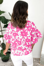Load image into Gallery viewer, Floral Printed Ruffled Short Sleeve Round Neck Loose Blouse
