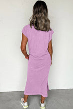 Load image into Gallery viewer, Mineral Wash Pocketed T-shirt Long Dress
