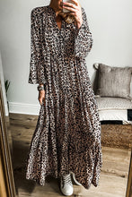 Load image into Gallery viewer, Leopard Print Tiered Wide Sleeve Maxi Dress
