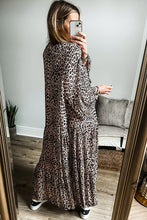 Load image into Gallery viewer, Leopard Print Tiered Wide Sleeve Maxi Dress
