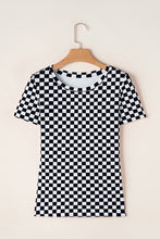 Load image into Gallery viewer, Checkered Ribbed Crew Neck T Shirt
