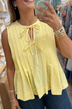 Load image into Gallery viewer, Bow Tie Notched Neck Pleated Tank Top
