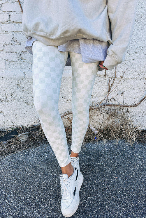 Checkered Pattern High Waist Skinny Leggings