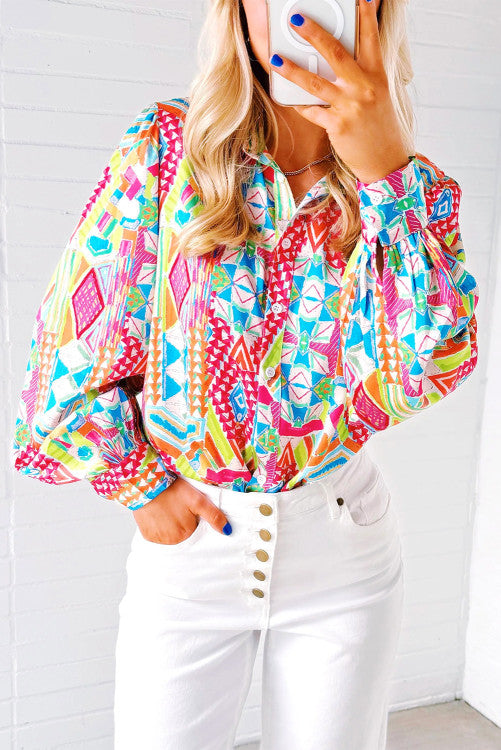 Abstract Printed Long Sleeve Casual Shirt