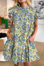 Load image into Gallery viewer, Floral Print Pleated Ruffle Detail Short Dress
