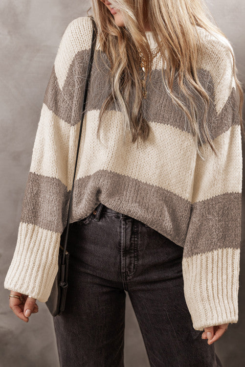 Colorblock Loose Pullover Sweater