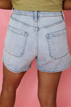 Load image into Gallery viewer, Light Wash High Rise Denim Shorts
