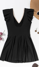 Load image into Gallery viewer, Ruffled Short Sleeve Lace Trim V Neck One Piece Swim Dress
