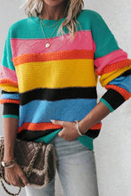 Load image into Gallery viewer, Colorblock Mixed Textured Drop Shoulder Sweater
