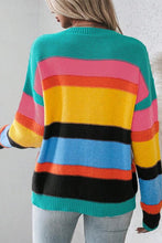 Load image into Gallery viewer, Colorblock Mixed Textured Drop Shoulder Sweater
