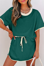 Load image into Gallery viewer, Colorblock Edge Drop Shoulder T Shirt and Skort 2Pcs Set
