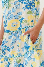 Load image into Gallery viewer, Floral Striped Trim Puff Short Sleeve Dress
