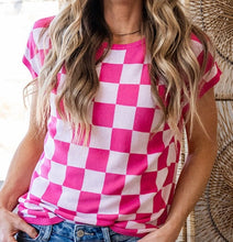 Load image into Gallery viewer, Check Pattern Cap Sleeve Sweater
