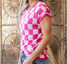 Load image into Gallery viewer, Check Pattern Cap Sleeve Sweater
