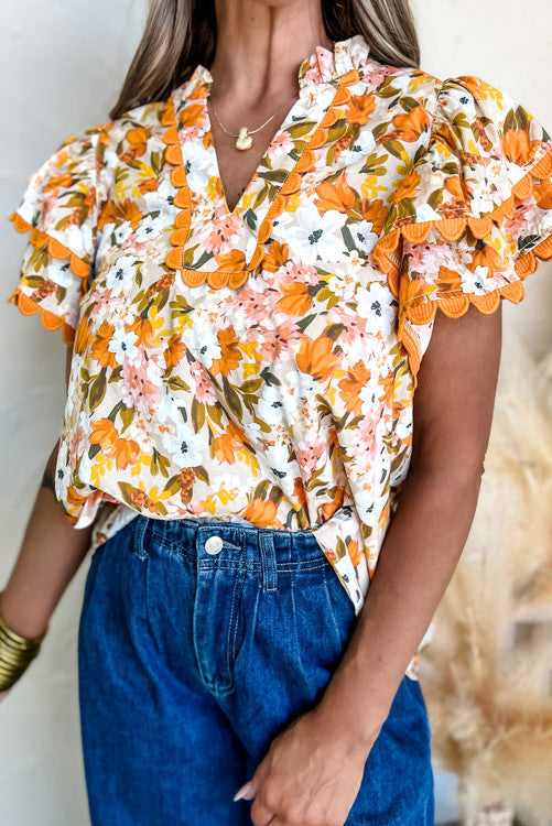 INSTOCK Orange floral top