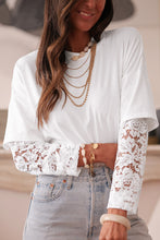 Load image into Gallery viewer, Lace Long Sleeve Insert Drop Shoulder Tee
