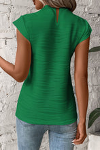 Load image into Gallery viewer, Wavy Textured Mock Neck Cap Sleeve Top
