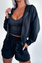 Load image into Gallery viewer, Carbon Grey Mineral Wash V-Neck Ribbed Crop Top
