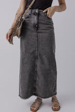 Load image into Gallery viewer, Denim Raw Hem Back Split High Waist Long Skirt
