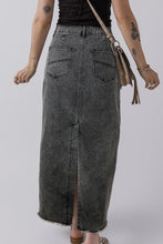 Load image into Gallery viewer, Denim Raw Hem Back Split High Waist Long Skirt
