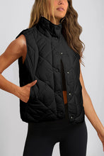 Load image into Gallery viewer, Quilted High Neck Button Up Pocket Puffer Vest
