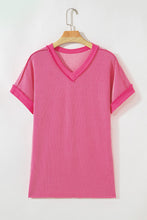 Load image into Gallery viewer, Twisted Ribbed Knit V Neck Casual Tee
