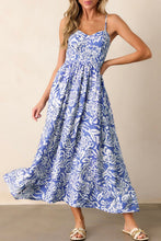 Load image into Gallery viewer, Floral Print Spaghetti Strap High Waist Maxi Dress
