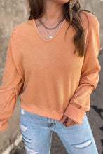 Load image into Gallery viewer, Solid Long Sleeve V Neck Corded Top
