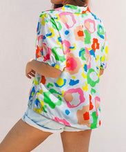 Load image into Gallery viewer, Chic Leopard Print Striped Detail Split Neck Blouse
