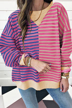 Load image into Gallery viewer, Casual Stripe Colorblock Drop Shoulder Oversize Sweatshirt
