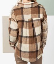 Load image into Gallery viewer, Beige Flannel Plaid Double Flap Pocket Shacket
