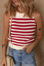 Load image into Gallery viewer, Stripe Textured Knit Ribbed Hem Sweater Tank
