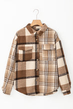 Load image into Gallery viewer, Beige Flannel Plaid Double Flap Pocket Shacket
