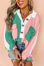 Load image into Gallery viewer, Colorblock Ribbed Collared Oversized Sweatshirt
