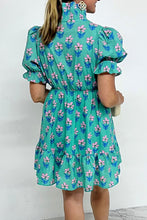 Load image into Gallery viewer, Floral Print Frilly Smocked Detail High Waist Mini Dress
