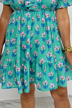 Load image into Gallery viewer, Floral Print Frilly Smocked Detail High Waist Mini Dress
