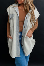 Load image into Gallery viewer, Grey Flap Pockets Contrast Buttons Front Jacket Vest
