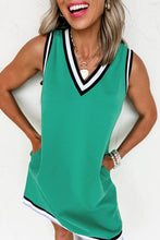 Load image into Gallery viewer, Color Contrast Trim V Neck Shift Sleeveless Mini Dress
