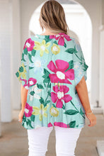 Load image into Gallery viewer, Floral V Neck Half Sleeve Plus Size Blouse
