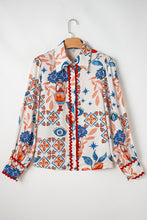 Load image into Gallery viewer, Western Printed Ric Rac Bishop Sleeve Button Up Shirt
