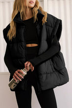 Load image into Gallery viewer, Solid Zip Stand up Neck Oversized Puffer Vest
