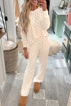 Load image into Gallery viewer, Checkered Print Long Sleeve Top and Pants Lounge Set
