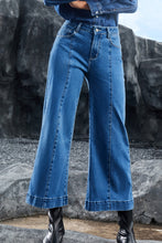 Load image into Gallery viewer, Plain Seam Detail Flared Bottom Ankle Length Jeans
