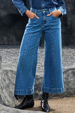 Load image into Gallery viewer, Plain Seam Detail Flared Bottom Ankle Length Jeans
