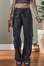 Load image into Gallery viewer, Carbon Grey Cargo Pockets Drawstring Sweatpants
